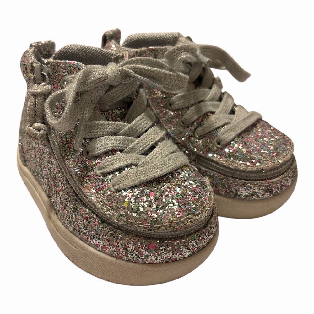 BILLY Classic Dr II High Toddler High Top Silver Glitter Sneakers US 7 XW EU 23